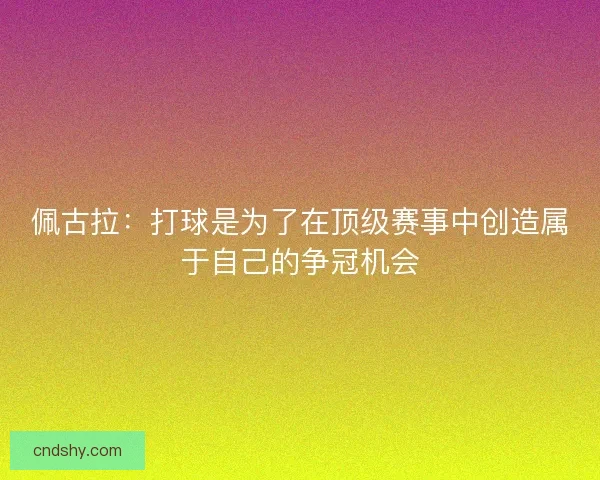 佩古拉：打球是为了在顶级赛事中创造属于自己的争冠机会