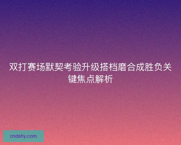 双打赛场默契考验升级搭档磨合成胜负关键焦点解析