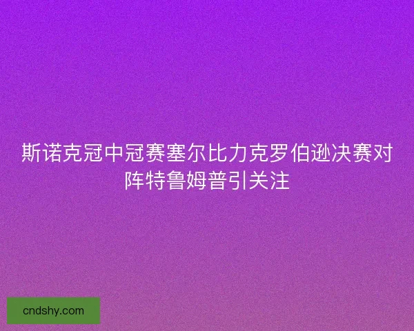 斯诺克冠中冠赛塞尔比力克罗伯逊决赛对阵特鲁姆普引关注